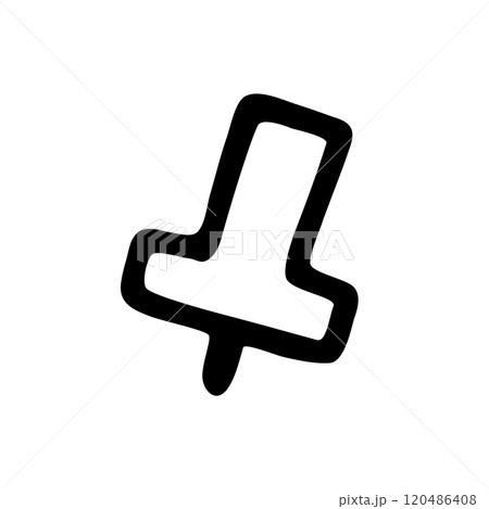 Doodle Push Pin or thumb tack icon. Line art style graphic design element 120486408