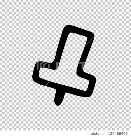 Doodle Push Pin or thumb tack icon. Line art style graphic design element 120486408