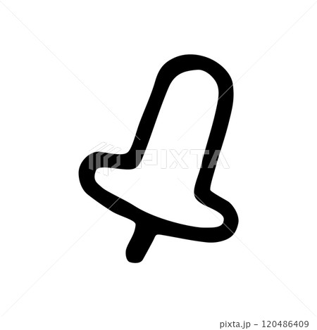 Doodle Push Pin or thumb tack icon. Line art style graphic design element 120486409