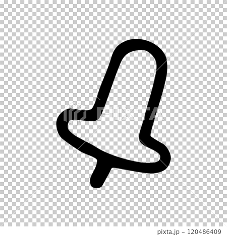 Doodle Push Pin or thumb tack icon. Line art style graphic design element 120486409