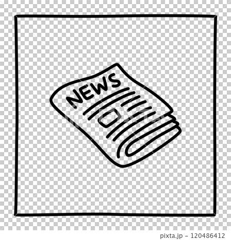 Doodle newspaper icon or logo, hand drawn with thin black line 120486412