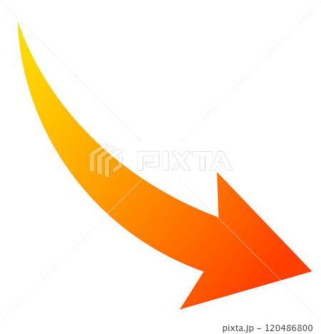 なだらかな斜め下向き矢印・グラデーション赤 120486800