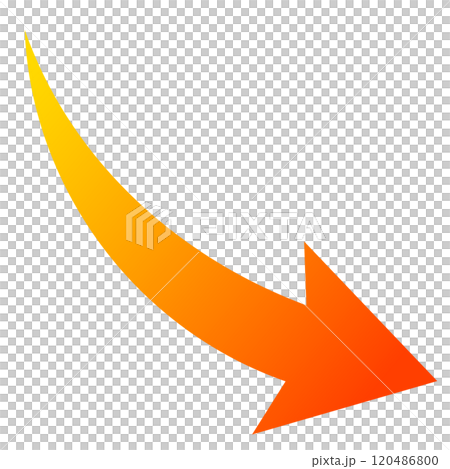 なだらかな斜め下向き矢印・グラデーション赤 120486800