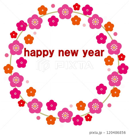 ハッピーニューイヤー happy new year 梅 フレーム ハッピーニューイヤー happy new year 梅 フレーム 120486856