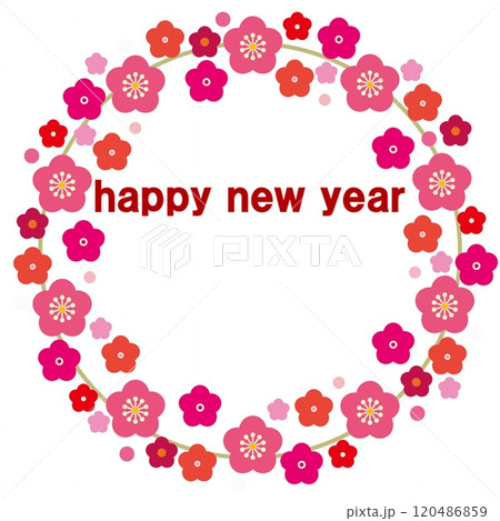 ハッピーニューイヤー　happy new year　梅　フレーム 120486859