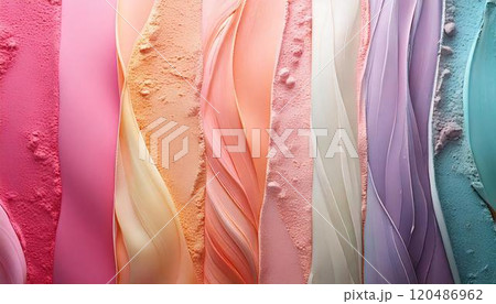 エレガントなパステルカラー:虹色パウダーの背景、美しさのコンセプト。 エレガントなパステルカラー:虹色パウダーの背景、美しさのコンセプト。 120486962