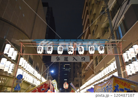 夜の日本橋べったら市　東京 120487107