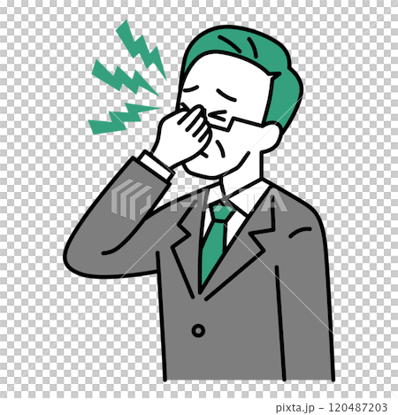 一名患有眼睛疲勞的西裝中年男子 120487203