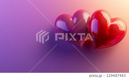 Colorful red hearts symbolizing love and affection perfect for celebrating Valentine's Day. Card with empty space 120487483