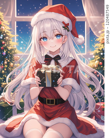 クリスマスにかわいい女の子とプレゼント 120487549