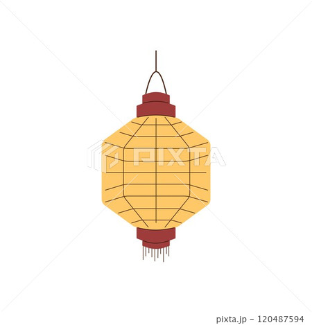 Traditional Chinese lantern design for Festival in flat style. Cultural art perfect for festive and Asian themed project. Isolated on a white background. 120487594