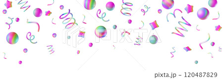 Rainbow confetti falling down, isolated on white background. Perfect for party, celebration or festive-themed projects. Vibrant, playful header, panoramic element. Birthday, event for kids. 3D render. Rainbow confetti falling down, isolated on white background. Perfect for party, celebration or festive-themed projects. Vibrant, playful header, panoramic element. Birthday, event for kids. 3D render. 120487829
