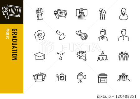 卒業式のシンプルなラインアイコン 卒業式のシンプルなラインアイコン 120488851
