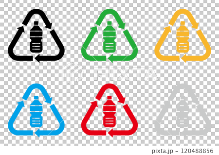 Plastic bottle recycling icon set 120488856