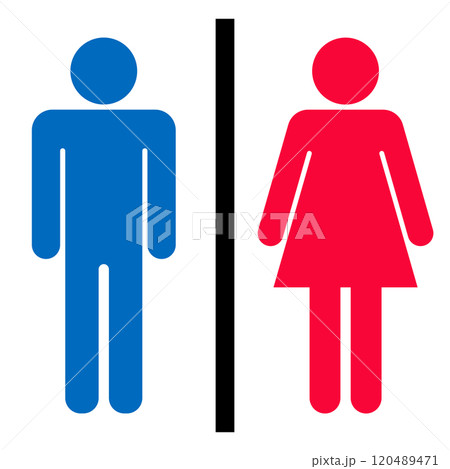 男女のトイレのサイン（青と赤） 120489471