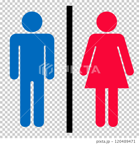 男女のトイレのサイン（青と赤） 120489471