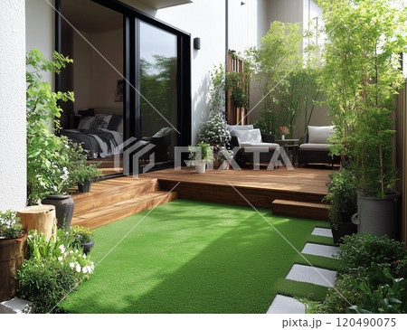 住宅イメージ 芝生の小さな庭 住宅イメージ 芝生の小さな庭 120490075