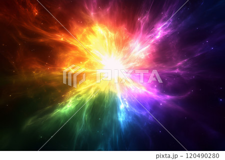 Abstract color flash on a dark blue background 120490280