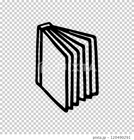 Doodle book icon handdrawn with ink pen. Knowledge and education symbol 120490291