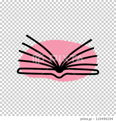 Doodle book icon handdrawn with thin line and colored with colorful blobs Doodle book icon handdrawn with thin line and colored with colorful blobs 120490294