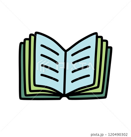 Doodle book icon hand drawn in minimalistic style. Knowledge symbol 120490302