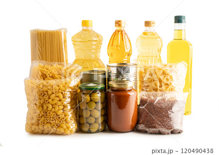 Foodstuffs collection for donation to help people. Foodstuffs collection for donation to help people. 120490438
