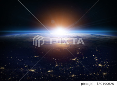 Earth from space. Sunrise. 120490620