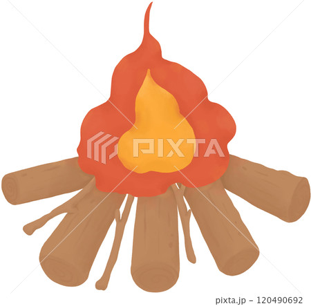 Warm Campfire with Burning Logs 120490692