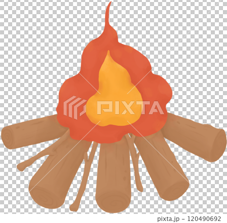 Warm Campfire with Burning Logs 120490692