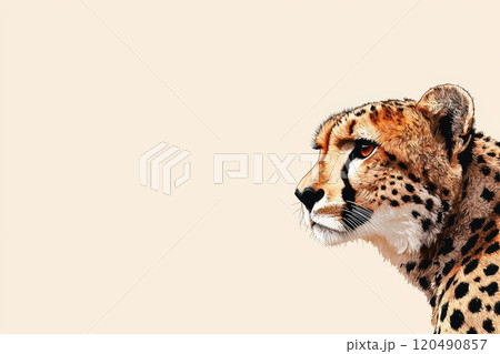 Intense Cheetah Portrait in a Wide Banner Format Intense Cheetah Portrait in a Wide Banner Format 120490857