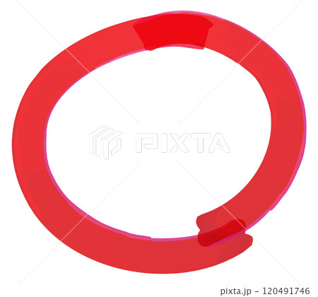 Round marker circle. Red highlighter mark frame 120491746