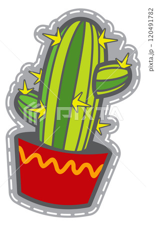 Cactus patch. Funny fabric label. Houseplant sticker Cactus patch. Funny fabric label. Houseplant sticker 120491782