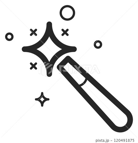 Magic wand line icon. Trick effect symbol 120491875