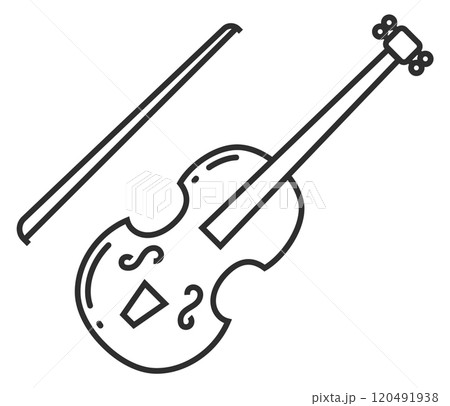 Violin line icon. Classic orchestra music instrument Violin line icon. Classic orchestra music instrument 120491938