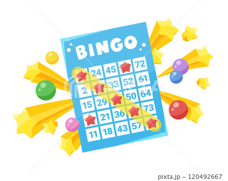 ビンゴゲームでビンゴになったイラスト ビンゴゲームでビンゴになったイラスト 120492667