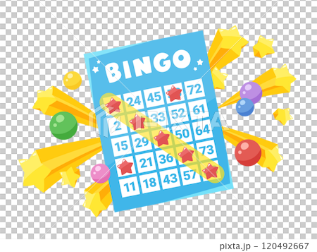 ビンゴゲームでビンゴになったイラスト ビンゴゲームでビンゴになったイラスト 120492667