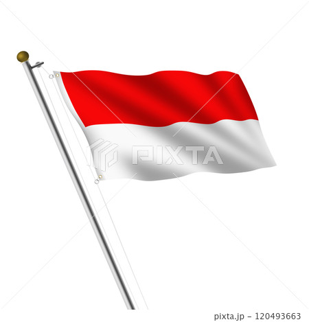 Monaco flagpole 3d illustration with clipping path Monaco flagpole 3d illustration with clipping path 120493663