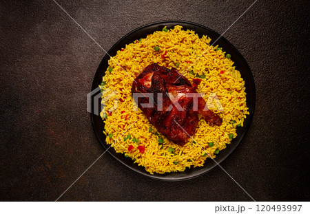 kabsa, rice with chicken, Saudi Arabian dish, national dish, homemade, no people, kabsa, rice with chicken, Saudi Arabian dish, national dish, homemade, no people, 120493997