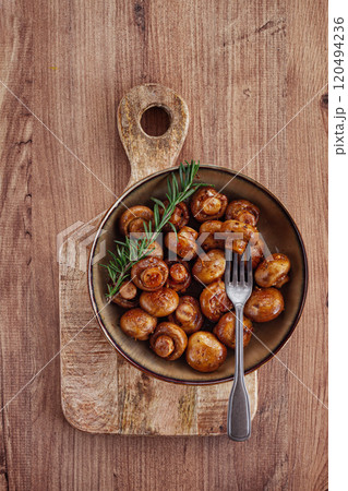 fried mushrooms, with spices, in soy sauce, vegetarian food, homemade, no people, fried mushrooms, with spices, in soy sauce, vegetarian food, homemade, no people, 120494236