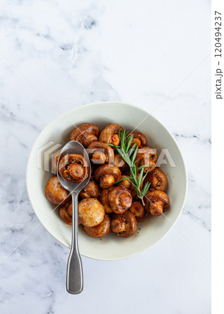 fried mushrooms, with spices, in soy sauce, vegetarian food, homemade, no people, fried mushrooms, with spices, in soy sauce, vegetarian food, homemade, no people, 120494237
