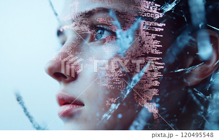 AGI Translucent human face with data network overlay 120495548