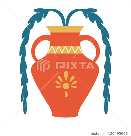 An ancient vase with flowers. An ancient vase with flowers. 120495668