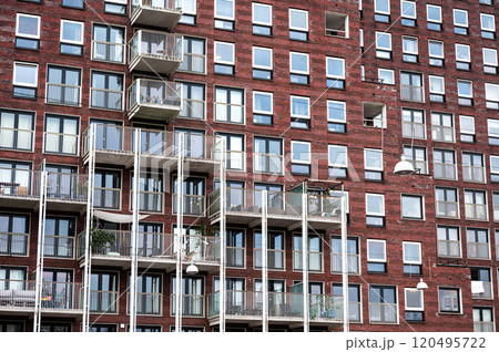 The piramids social housing block at Kop van Jut in Amsterdam, The Netherlands 120495722
