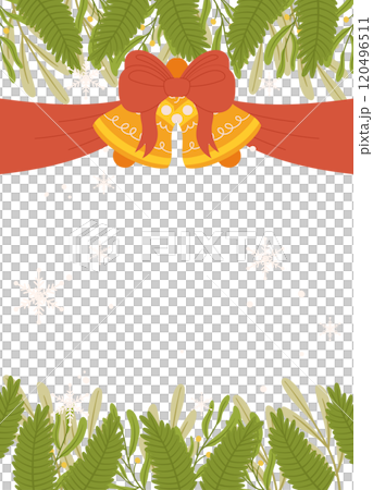 Festive Bells and Greenery Poster template Frame with Snowflakes 120496511