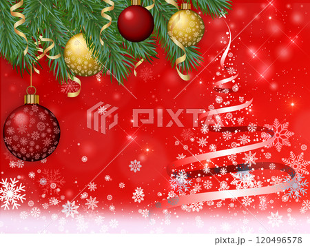 赤いクリスマスツリーとキラキラ背景 赤いクリスマスツリーとキラキラ背景 120496578