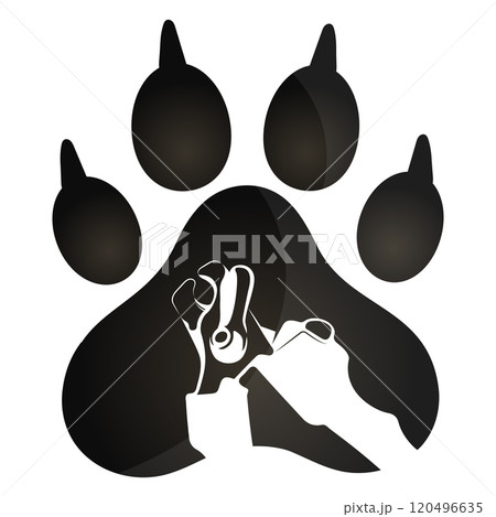 Pet paw print and nail clippers 120496635