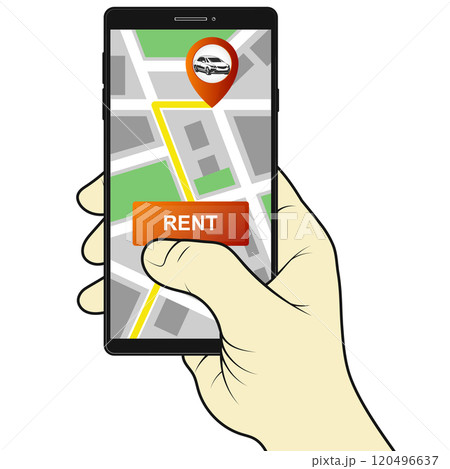 Phone in hand search for car rental 120496637