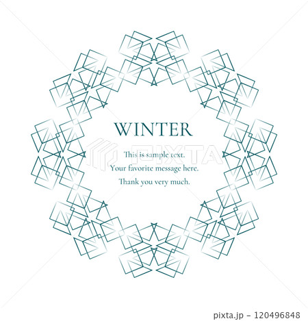 雪の結晶と光をモチーフにした冬の飾り枠。高級感のある囲みのデザイン 120496848