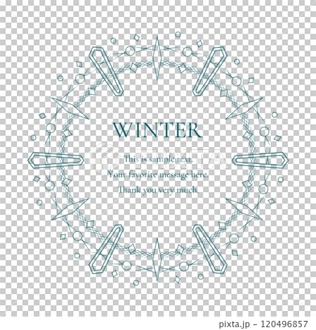 A winter decorative frame with a snowflake and light motif. A luxurious border design. 120496857