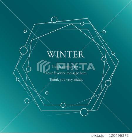雪の結晶と光をモチーフにした冬の飾り枠。高級感のある囲みのデザイン 120496872